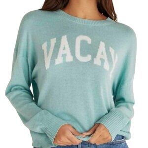 Z Supply Vacay Lightweight Crew-Neck Pullover Sweater in Oasis Blue Size L